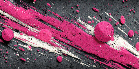 Abstract Pink Splatter Paint Grunge Background Black Texture White Specks Modern Art