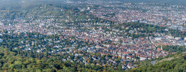 aerial cityscape with southern district from TV-tower, Stuttgart, Germany