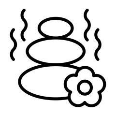 Hot Stone Massage Icon - Black Outline