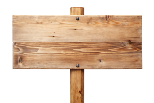 blank wooden sign isolated on white background ,PNG. AI Generated