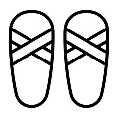 Spa Slippers Icon - Black Outline