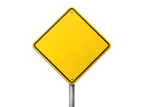  blank yellow road sign isolated on white background ,PNG. AI Generated