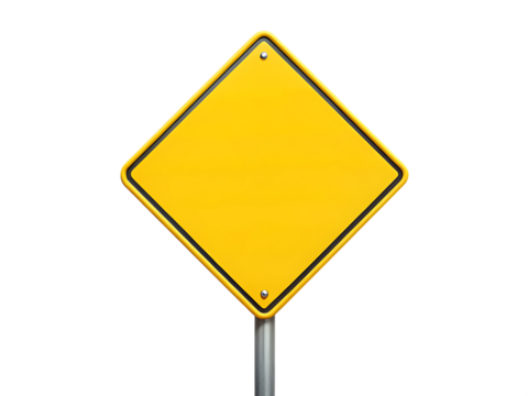  blank yellow road sign isolated on white background  ,PNG. AI Generated