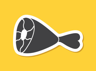Raw meat sticker icon in flat style. Lamb or beef vector illustration on isolated background. Fried protein meal sign business concept.