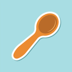 Spoon sticker icon in flat style. Teaspoon vector illustration on isolated background. Tablespoon sign business concept.