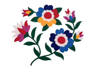 Colorful Summer Meadow Illustration: A cluster of stylized stylized wildflowers.