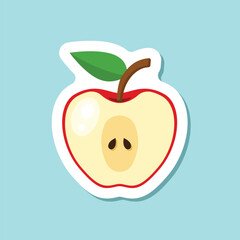 Apple fruit sticker icon in flat style. Healthy dessert vector illustration on isolated background. Fresh food sign business concept.