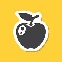 Apple fruit sticker icon in flat style. Healthy dessert vector illustration on isolated background. Fresh food sign business concept.