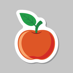 Apple fruit sticker icon in flat style. Healthy dessert vector illustration on isolated background. Fresh food sign business concept.