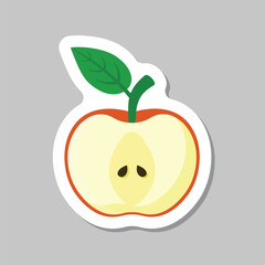 Apple fruit sticker icon in flat style. Healthy dessert vector illustration on isolated background. Fresh food sign business concept.