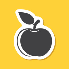 Apple fruit sticker icon in flat style. Healthy dessert vector illustration on isolated background. Fresh food sign business concept.