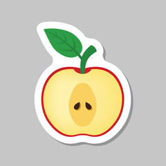Apple fruit sticker icon in flat style. Healthy dessert vector illustration on isolated background. Fresh food sign business concept.