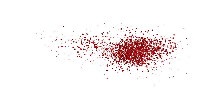 Red pepper powder scatter. Hot spice, paprika, chili. Realistic vector illustration isolated on white background.