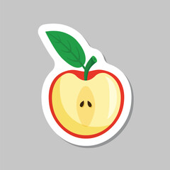 Apple fruit sticker icon in flat style. Healthy dessert vector illustration on isolated background. Fresh food sign business concept.