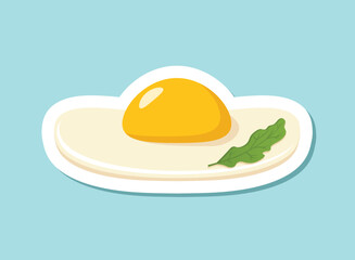 Fried egg sticker icon in flat style. Omelet vector illustration on isolated background. Healthy food sign business concept.