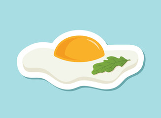 Fried egg sticker icon in flat style. Omelet vector illustration on isolated background. Healthy food sign business concept.