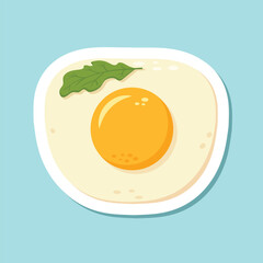 Fried egg sticker icon in flat style. Omelet vector illustration on isolated background. Healthy food sign business concept.