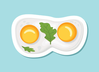 Fried egg sticker icon in flat style. Omelet vector illustration on isolated background. Healthy food sign business concept.