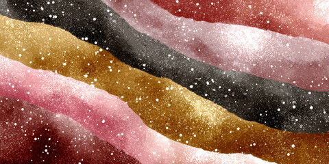 Abstract Layered Paint Waves Background Gold Pink Brown Glitter Sparkle Texture