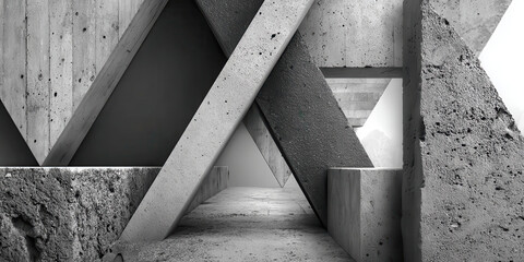 Abstract Concrete Architecture Triangle Shapes Brutalist Monochromatic Geometry Background