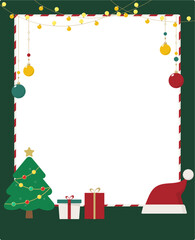 Christmas photo frame vector with festive decorations