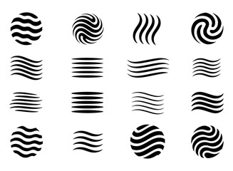 set of waves and strokes in different styles