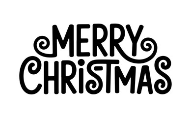 Merry Christmas typography in black color with white background