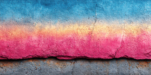 Rough Concrete Wall Texture with Vibrant Blue, Pink, and Yellow Gradient