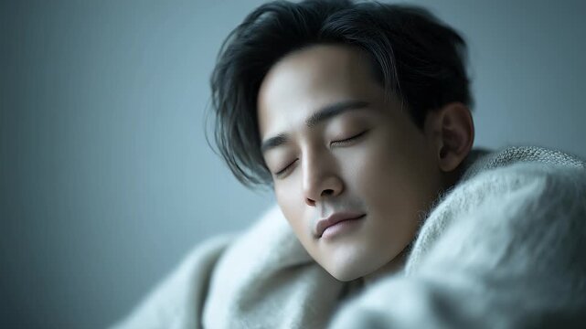 A Calm Man Closes His Eyes to Rest and Relax