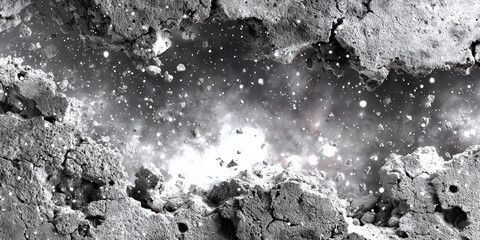Dramatic 3D Render of Exploding Concrete Revealing a Starry Cosmic Void