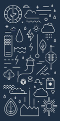 Weather and Climate Icons and Symbols on Dark Blue Background Keywords: weather, climate, icons, symbols, rain, sun, cloud, Modern car vector illustration Flat car icon Urban vehicle vector
