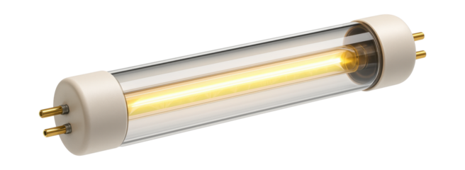 A UV tube lamp for enhancing indoor plant growth in home greenhouses.