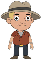 Happy Cartoon Man Hat Freckles