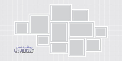 Pictures or photos frame collage layout abstract photo frames and digital photo wall template