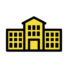 Simple yellow building facade icon with windows vector