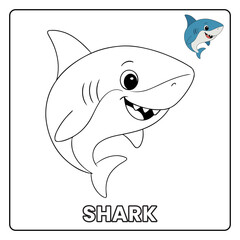 Naklejka premium Shark Cute Sea Animal Children coloring page