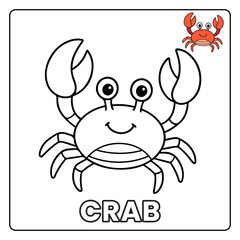 Crab Cute Sea Animal Children coloring page
