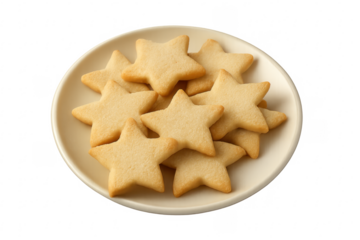 Star sugar cookies on plate with transparent background