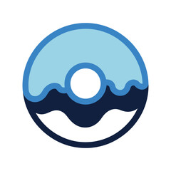 Stylized donut icon with blue icing and dark bottom vector