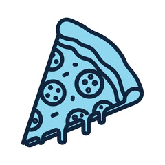 Slice of delicious pepperoni pizza with melting cheese vector