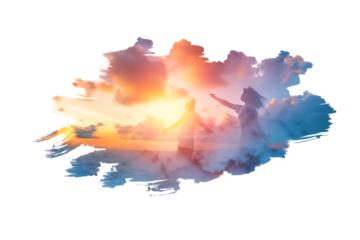 sunset clouds over serene landscape nature calm isolated on white background png, ai generated