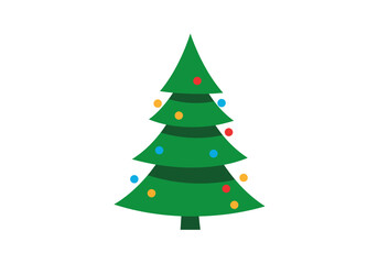 Stylized Christmas Tree with Colorful Ornaments Illustration.