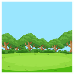 Vast Green Field with Lush Forest Horizon