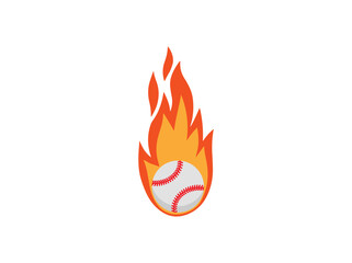 Baseball Flames Clip Art Illustration