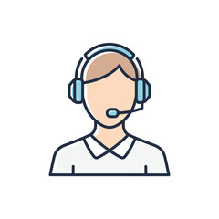 Customer service representative with headset and microphone icon vector