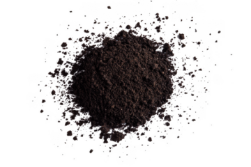 Abstract dark brown asteroid dust cloud explosion debris field isolated on transparent background for compositing and design elements, isolated on transparent background