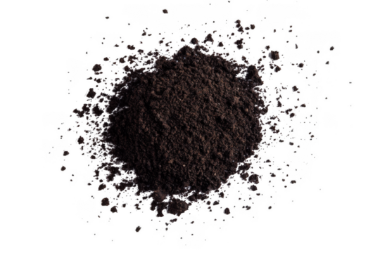 Abstract dark brown asteroid dust cloud explosion debris field isolated on transparent background for compositing and design elements, isolated on transparent background