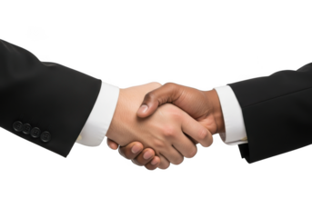 Diverse business handshake png image for partnership, agreement, and success concepts, featuring professional attire, isolated on transparent background