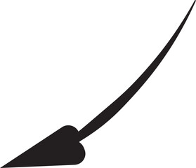 A stylish, upward-curving vector arrow with a rounded, thick base tapering to a sharp point. Represents progress, direction, growth, or dynamic movement.