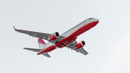 Commercial Airplane in Mid-Flight Against Gray Sky &ndash; Aviation, Engineering, and Travel Concept